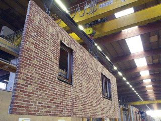 A factory-built brick wall