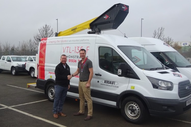 Versalift UK regional sales manager Chris Wrenn with Sparkx director Chris Rogers