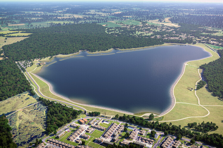 Mock-up of the planned Havant Thicket Reservoir 