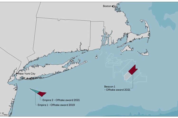 The wind farms will be off the coast of Long Island