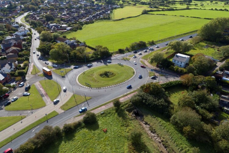 The A585 roundabout at Skippool is being replaced by a crossroads with traffic lights.