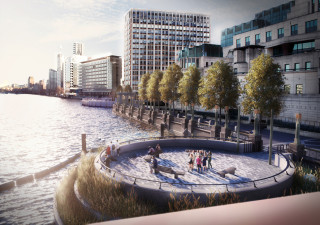 A CGI of the finished public realm at Albert Embankment