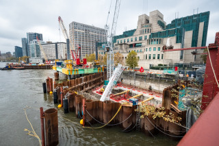 View from Vauxhall Bridge showing cofferdams