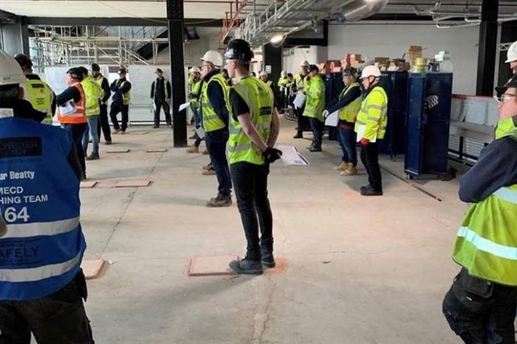 Social distancing on site. Image posted by Tim Brownbridge, BAM Nuttall academy manager
