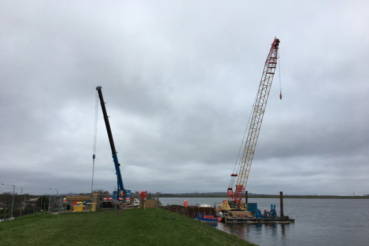 Piling works at Staines Reservoir