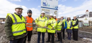 Pictured left to right: Tony Mallaghan, housing development manager, NLC; Logan Boyle, CCG site manager; Stephen Llewellyn, head of housing solutions, NLC; Councillor Heather Brannan-McVey; convener of housing and regeneration; Councillor Fiona Fotheringh