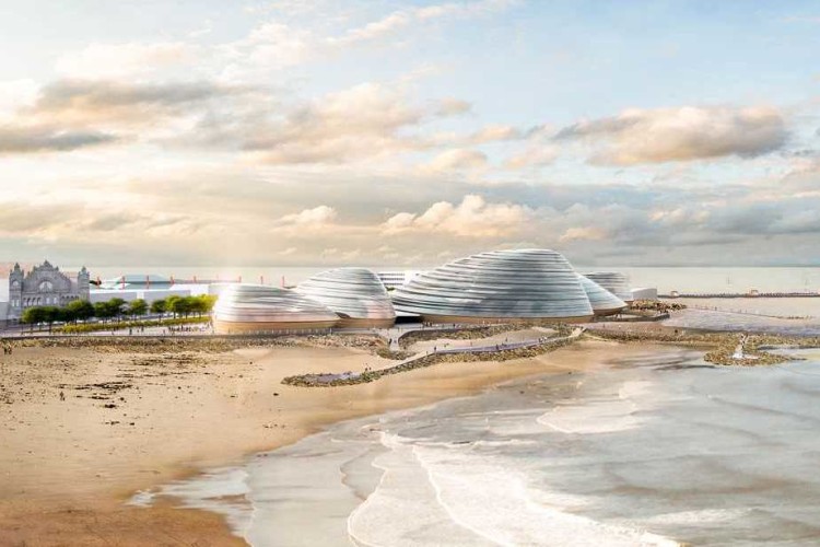 Grimshaw's design for Eden Project North evokes the mussels of Morecambe Bay