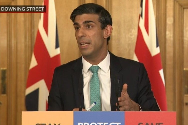 Chancellor of the exchequer Rishi Sunak during a recent daily briefing broadcast