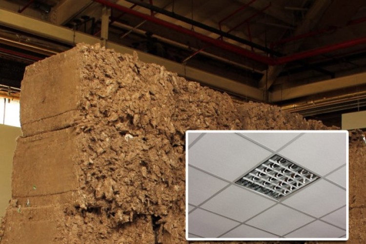 Knauf waste is used to make ceiling tiles