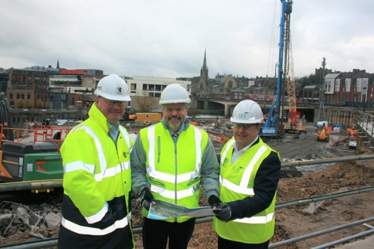 Tolent construction manager Michael Rutherford (left), Milburngate project director Ian Beaumont (centre) and SES business director Steve Joyce (right)