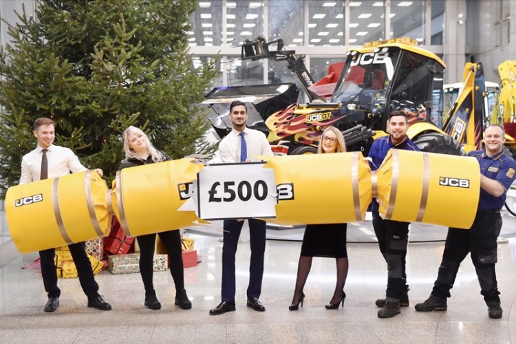 Pictured left to right are JCB employees Yunus Bozkurt, Kate Williams, Eamon Johal, Faye Morrall, Jon Ward and Craig Scott