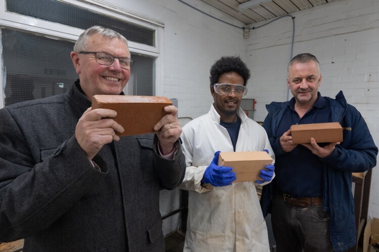 Bob Borthwick, Feysal Shifa and Peter Scott with the prototype bricks
