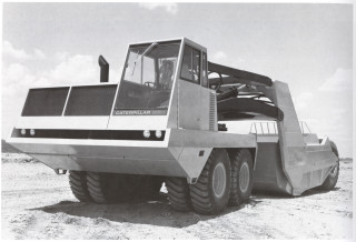 Maquinaria de obra mototraílla scraper prototipo futurista Caterpillar 3001