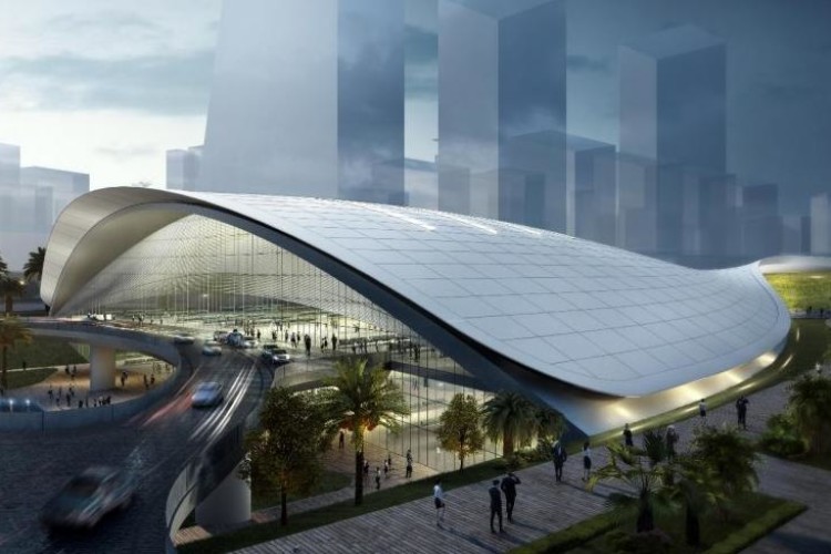Artist's impression by Farrells of the terminus in Jurong East. The eventual design may differ.