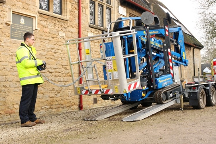 The 14-metre Hinowa tracked boom lift