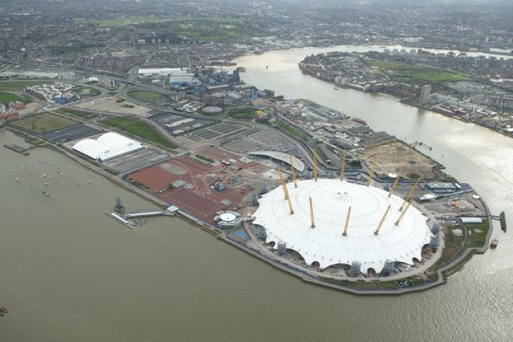 Greenwich Peninsula before regeneration and, below, a vision of what it may become