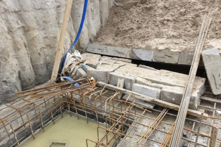 The collapsed wall where Patrick Grant was working on the excavation [HSE]