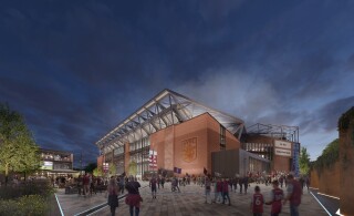 Northwest corner view of Trinity Stand and new North Stand