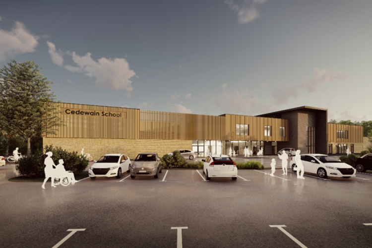 Artist's impression of the new Cedewain school building in Newtown