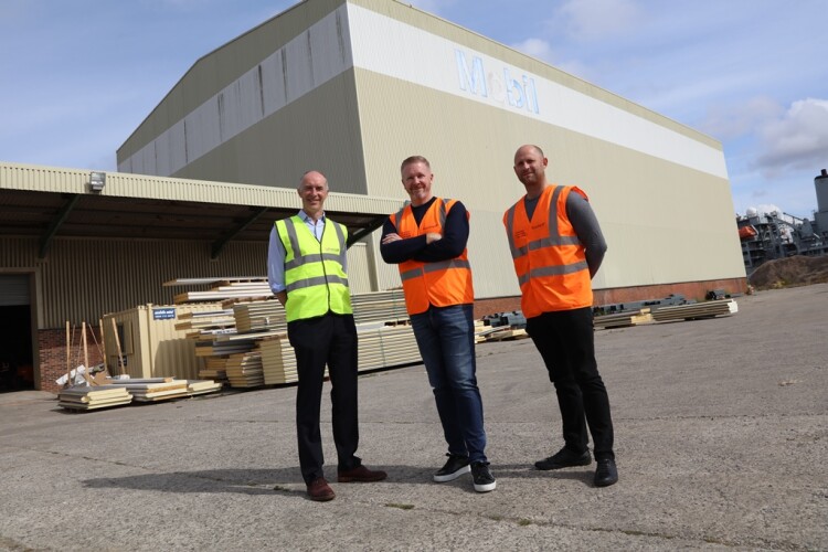 Left to right are Wirral Waters development director Richard Mawdsley, Starship Group managing director Dave Dargan and Starship Modular managing director Karl Ventre
