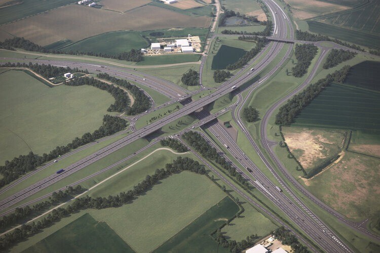 CGI of the new A1/A428 Black Cat junction