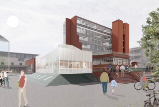 Northeast view of the remodelled building