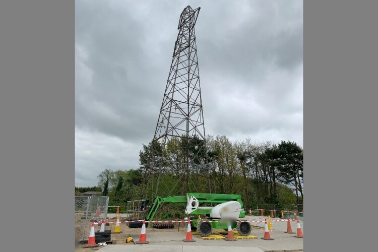 Gavin Pugh and colleagues were preparing the pylon for demolition