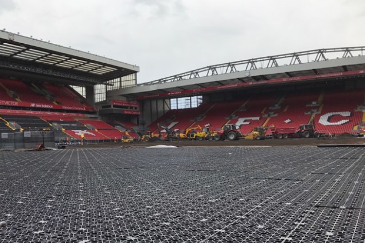 The Permavoid drainage system going in at Anfield