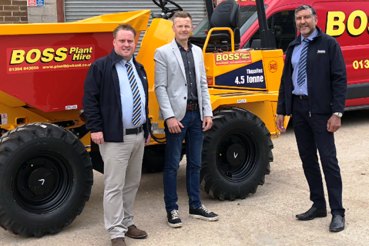 Left to right are Lister Wilder sales manager Paul Mahoney, Ovenden md Tristan Ovenden and Paul Rodwell from Thwaites