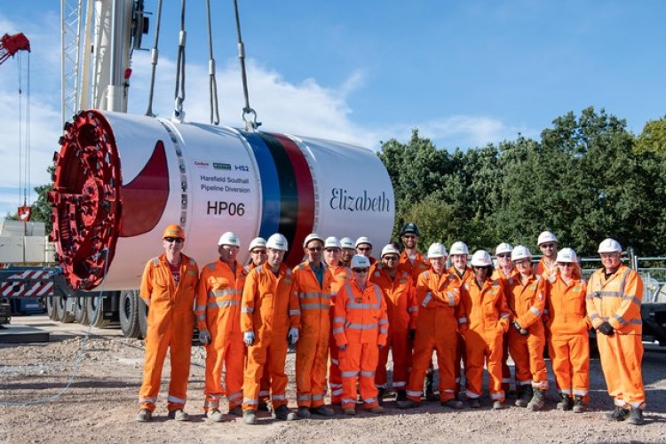 The site team pose with Elizabeth prior to launch
