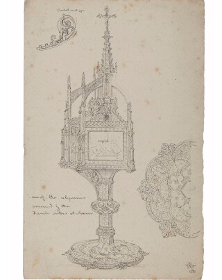 Drawing of a reliquary preserved by French sisters at Namur Drawing of a reliquary preserved by French sisters at Namur