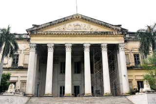 The residency&rsquo;s main fa&ccedil;ade with its imposing classical portico
