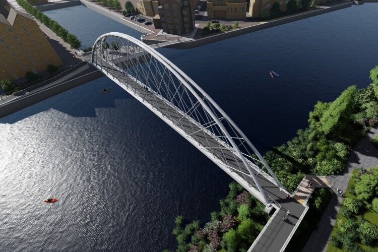 The planned cycle/footbridge over the Trent