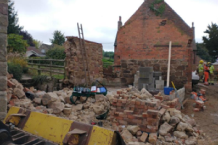 The site of the collapse