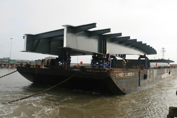 The steelwork arrives in Lowestoft from Rotterdam