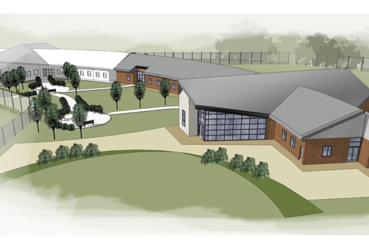 Architect's impression of the scheme, and (below) work under way