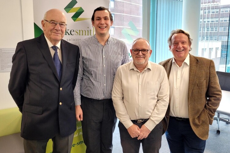 Martin-Brooks&rsquo; Gerald Brooks, Richard Christian and John Elmore with (second from left) their solicitor Tom Haywood