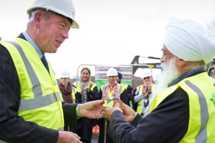 Richard Dakin, director of BAM Construction in the Midlands, with Dr Bhia Sahib Ji, patron and chairman of the Nishkam School