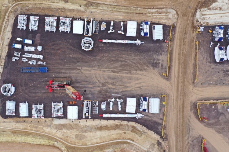 The components of the TBMs on site in west Lodnon, waiting for reassembly