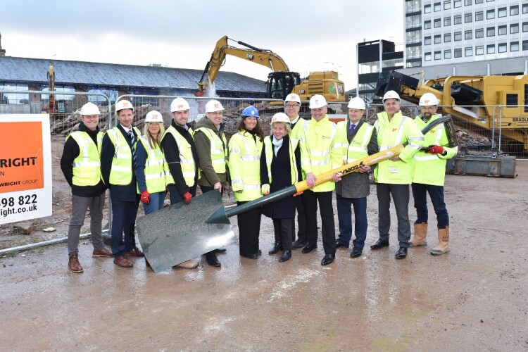Project partners and stakeholders met on site this week to hold a big spade and mark the start of the main construction phase
