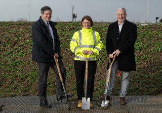 National Highways major projects director Nicola Bell (centre) with MPs Anthony Browne and Richard Fuller 