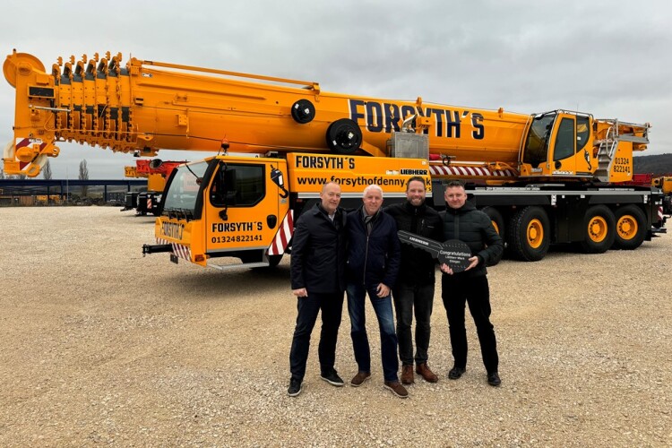 From left to right are Mark Syme and Cathal McNally of Forsyth of Denny, Lyle Sibbald of Liebherr, and Conor McManus of Forsyth of Denny