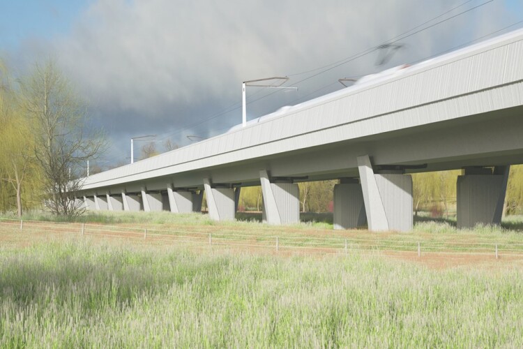 CGI of the redesigned Edgcote Viaduct 