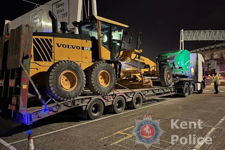 Stolen grader and baler recovered by police at the Port of Dover