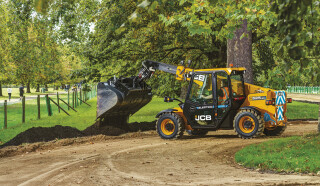 JCB’s new 525-60E electric telehandler has a 96-volt lithium-ion battery driving two motors