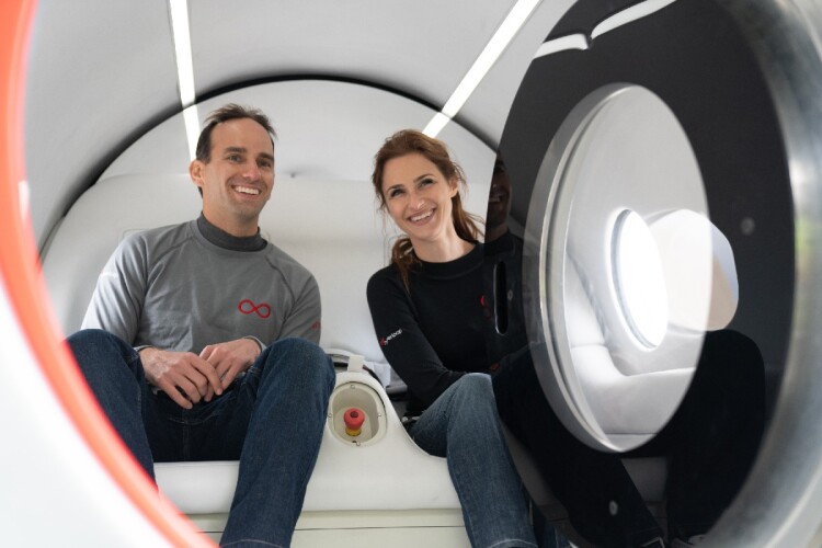 Josh Giegel and Sara Luchian were the first Virgin Hyperloop passengers