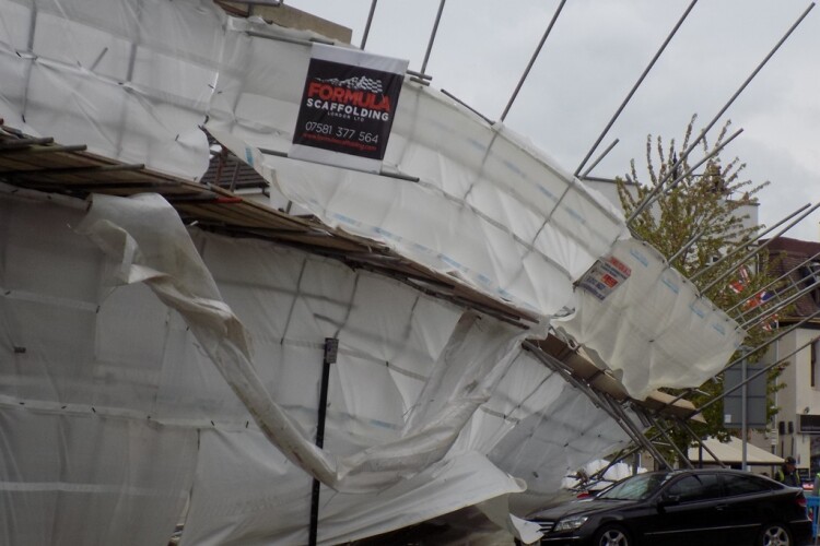 The scaffolding collapsed onto Maidenhead High Street 