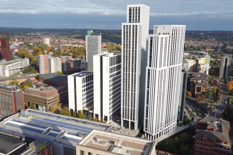 Arena Point will sit between existing tall buildings on Merrion Way