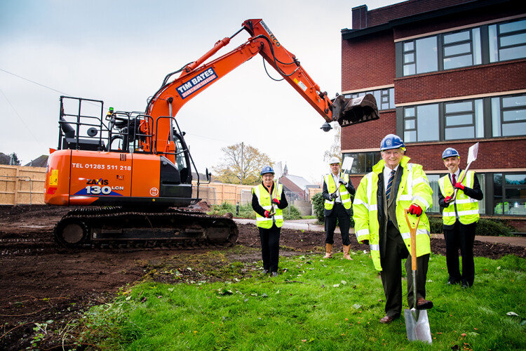 Local worthies pose for the ground-breaking photocall