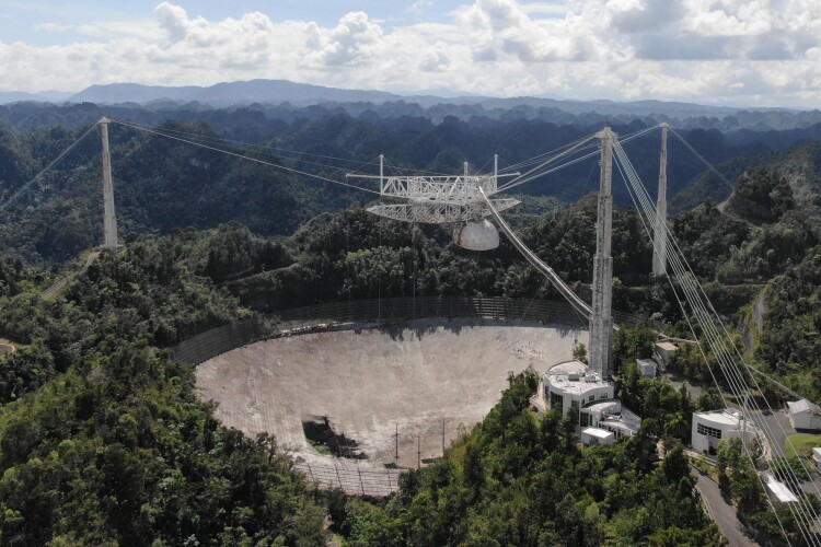  (click to enlarge) Arecibo Observatory's 305m telescope has been badly damaged and cannot be repaired. Photo: University of Central Florida